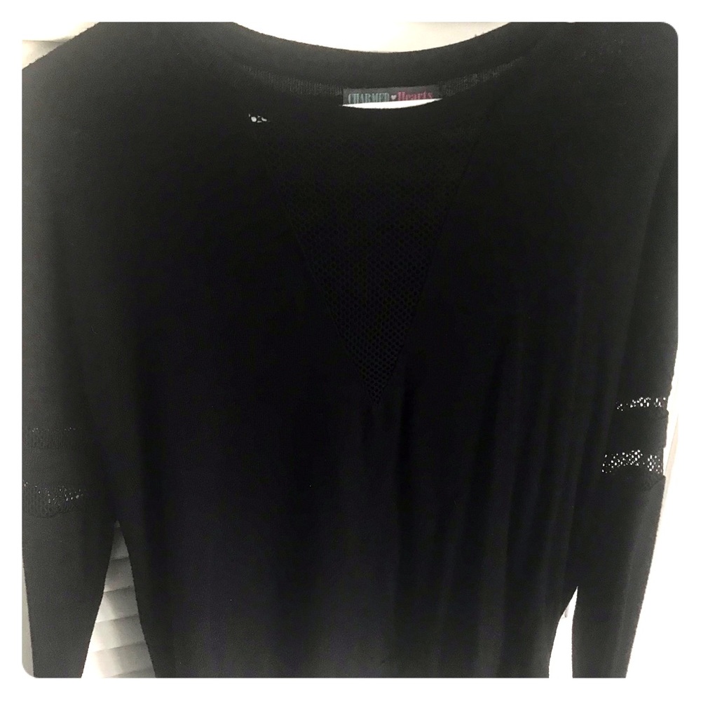 Black sweater with peekaboo vneck